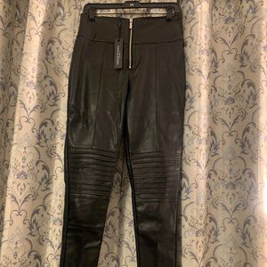 RIBBED VEGAN LEATHER LEGGINGS